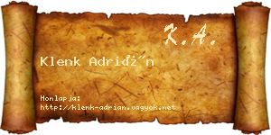Klenk Adrián névjegykártya